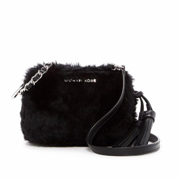 MICHAEL Michael Kors Handbags - Michael Kors Black jet set shearling crossbody bag
